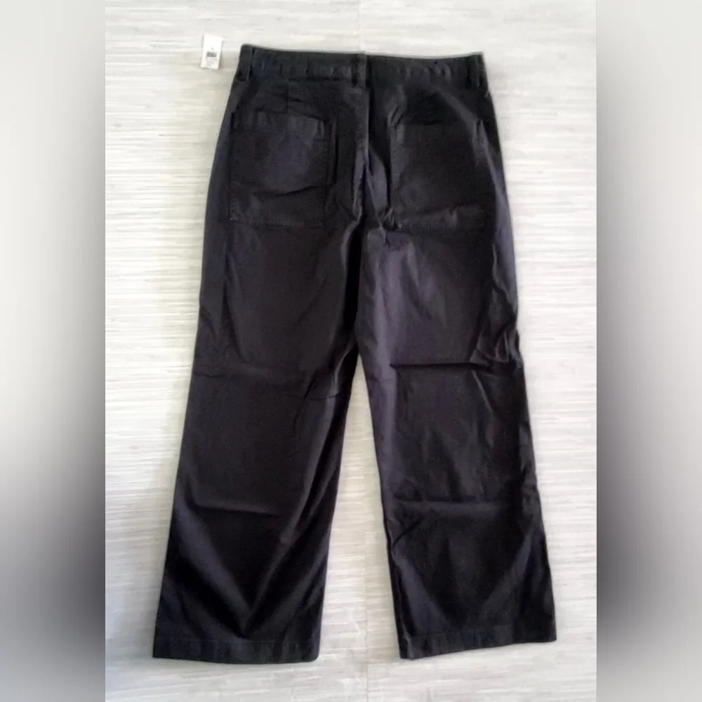 GAP High Rise Stride Wide Leg Canvas Khakis Ankle Pants Black Size 12 NWT RT$80